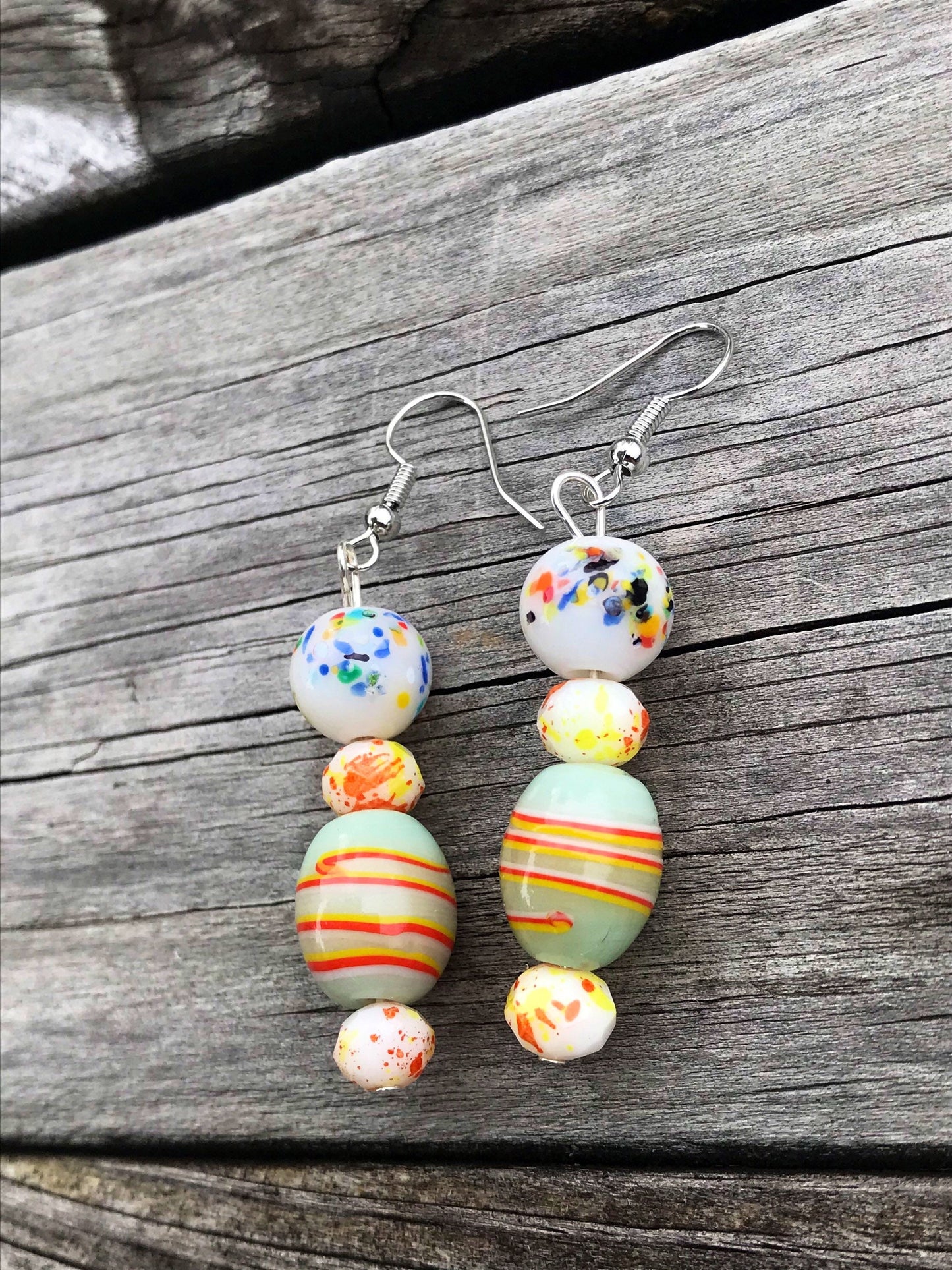 Colorful Glass Candy Brain Drop Earrings