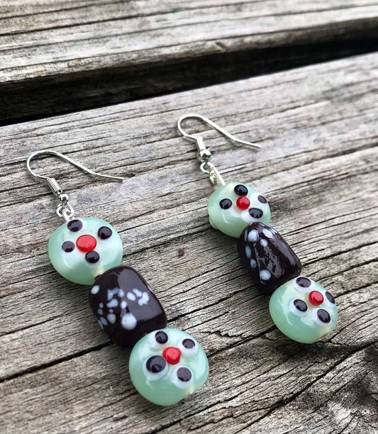 Beaded Glass Dangle Earrings