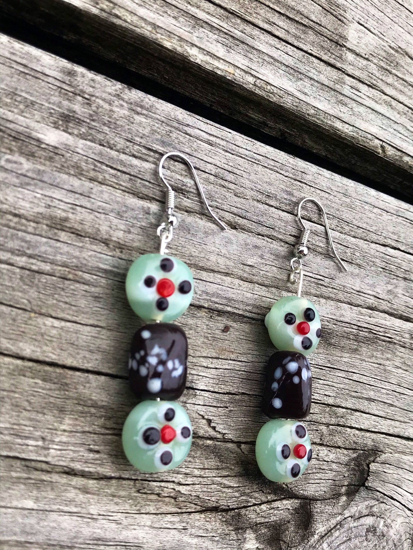 Beaded Glass Dangle Earrings