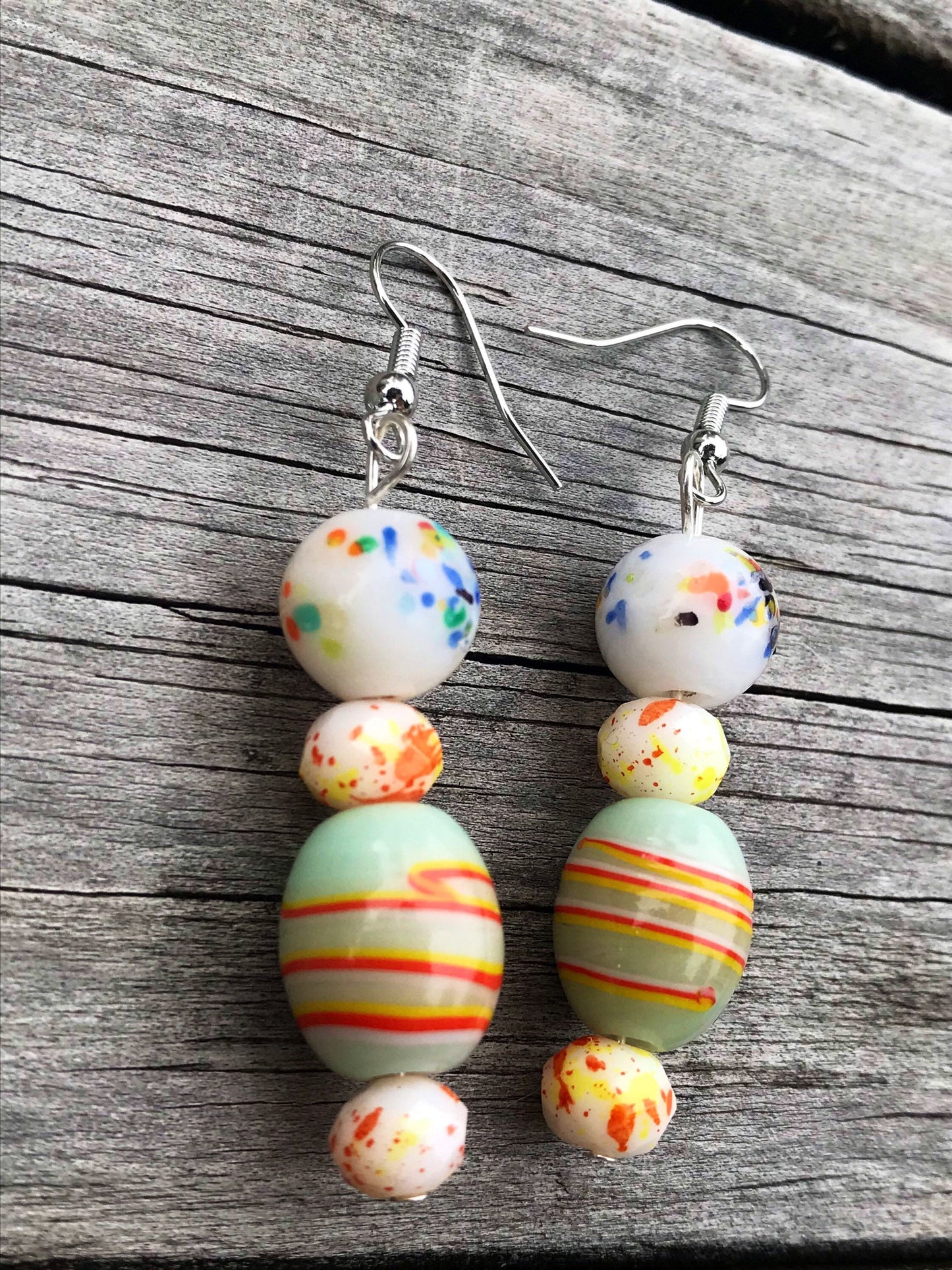 Colorful Glass Candy Brain Drop Earrings