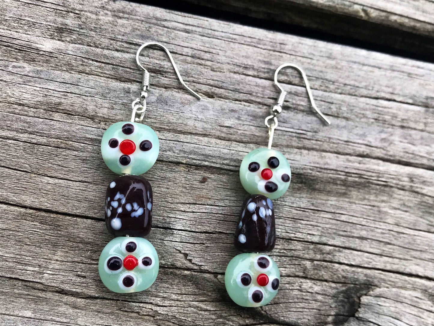 Beaded Glass Dangle Earrings