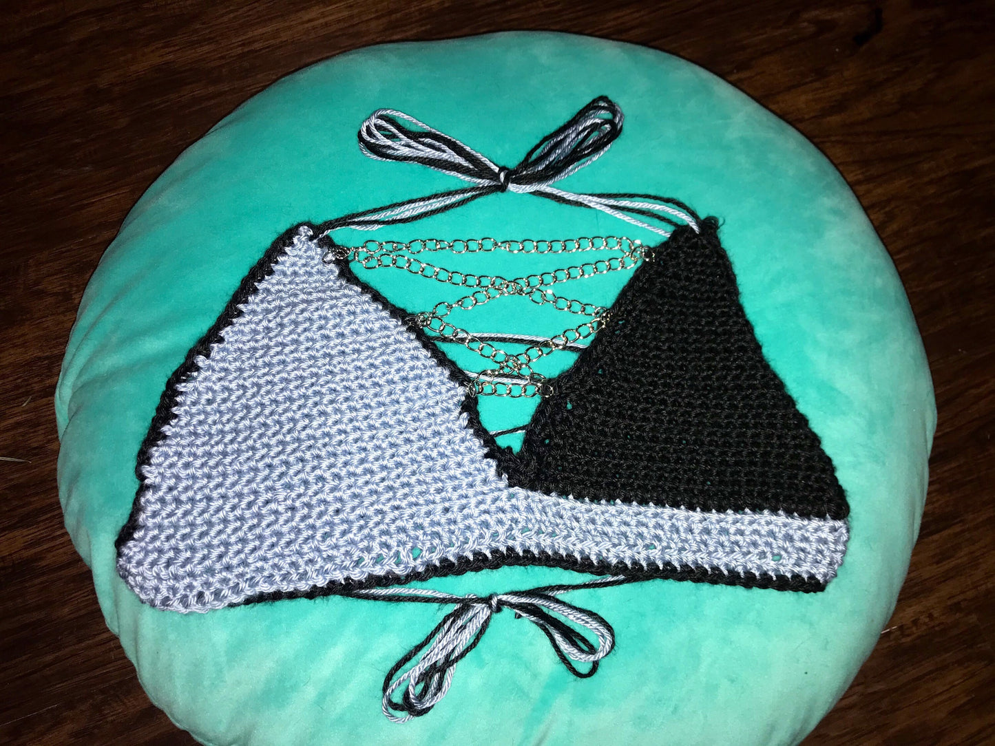 Custom Blue and Black Crochet Bralette