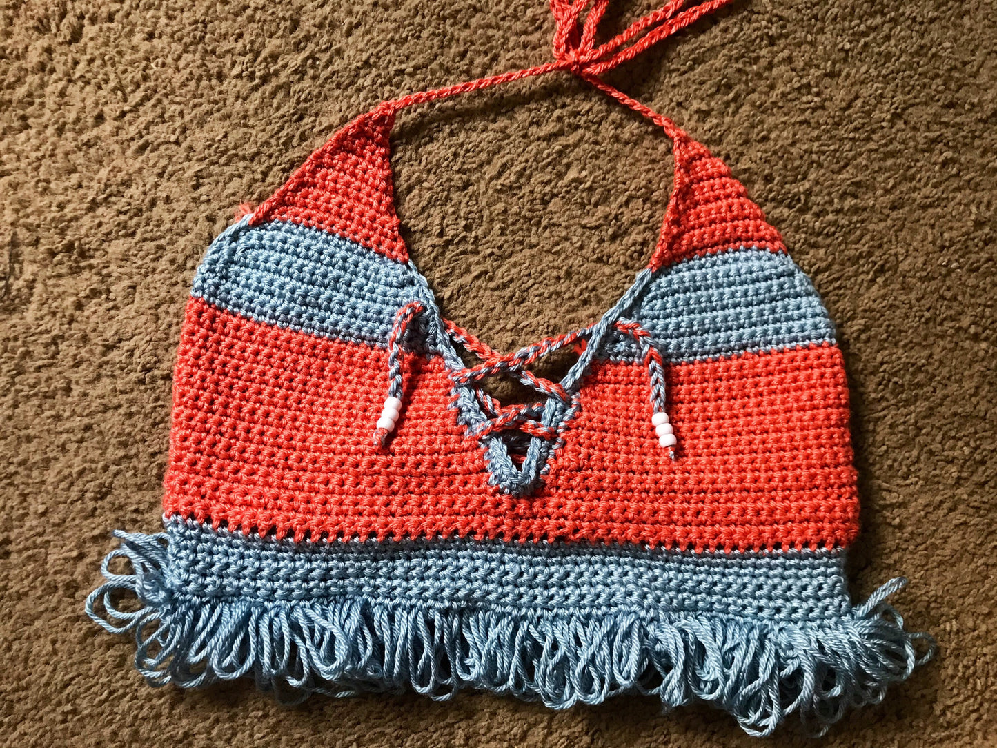 Blue and Orange Funky Knit Top