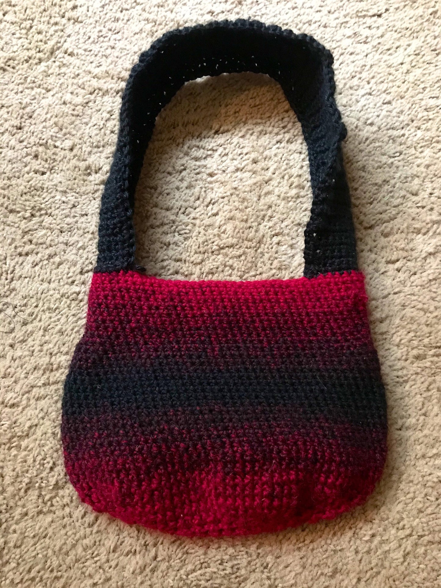 Red and Black Flower Power Crochet Purse