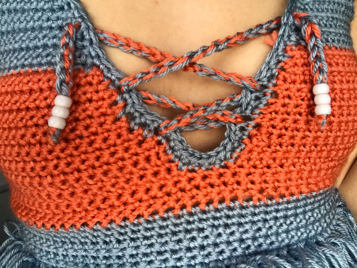 Blue and Orange Funky Knit Top