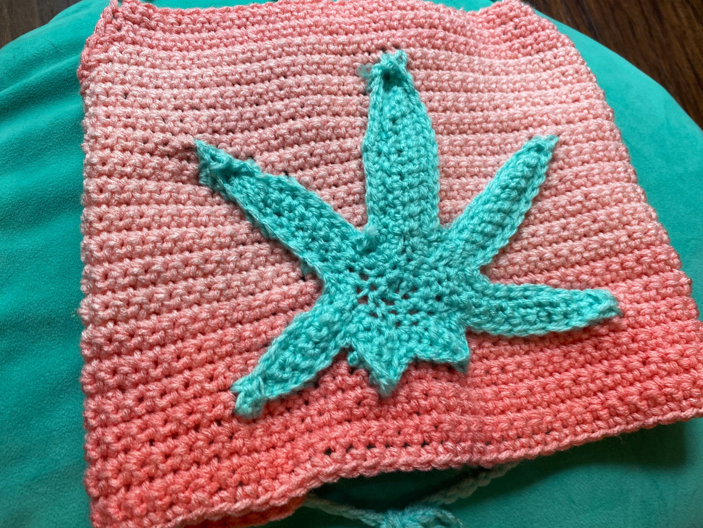 Sherbet Sunrise Ombré Weed Leaf Crochet Crop Top