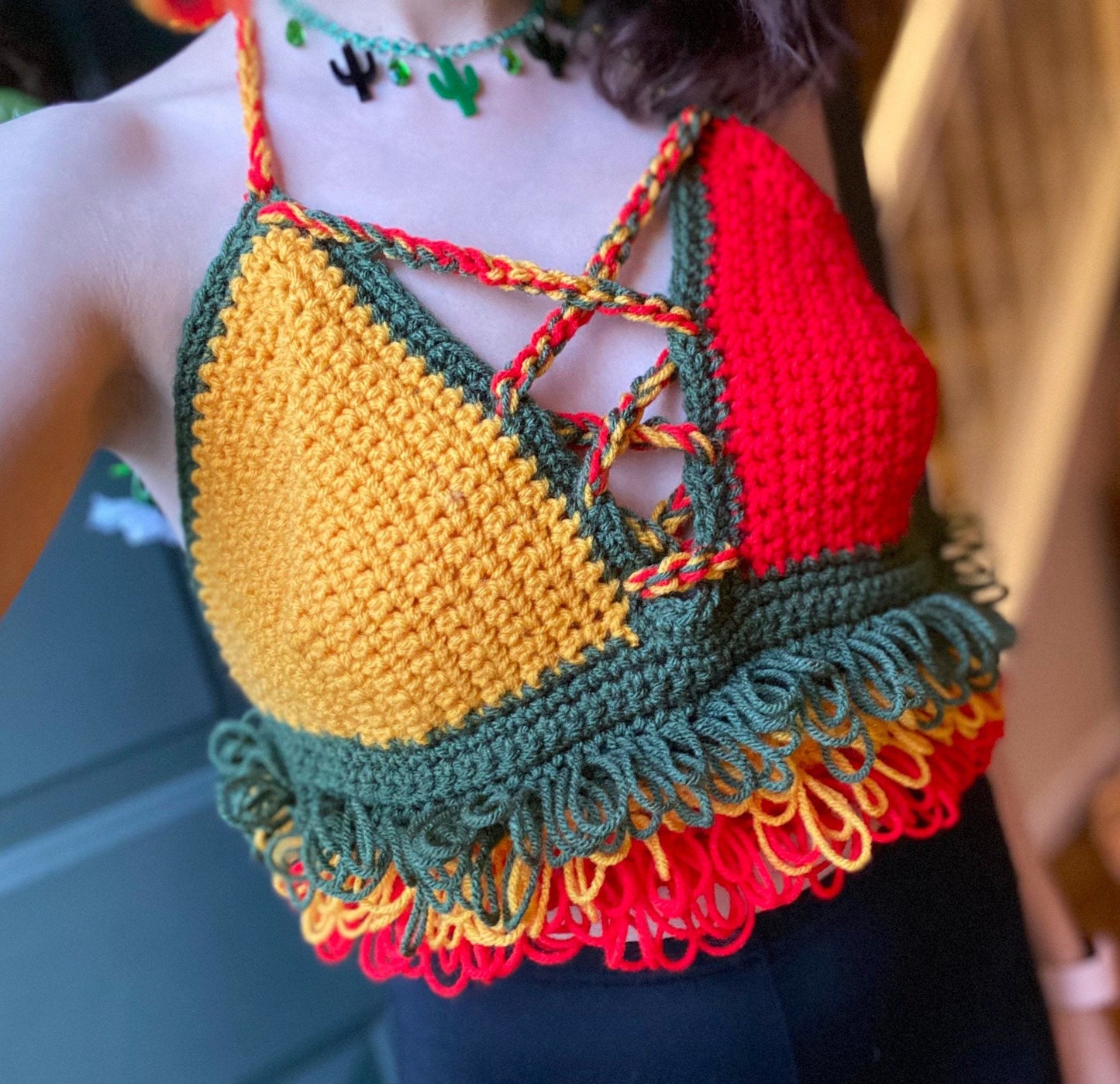 Rasta 4/20 Babe Crochet Top