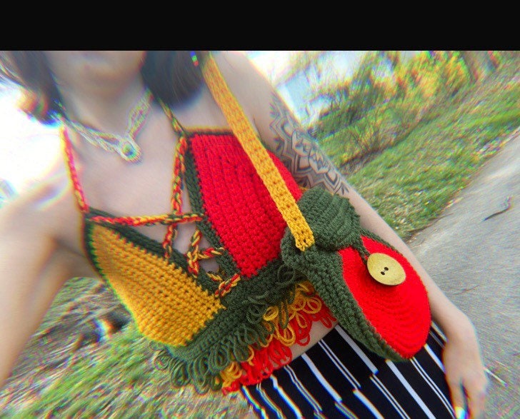 Rasta Queen Crochet Top and Purse Set Rave Fashion Festival Fashion