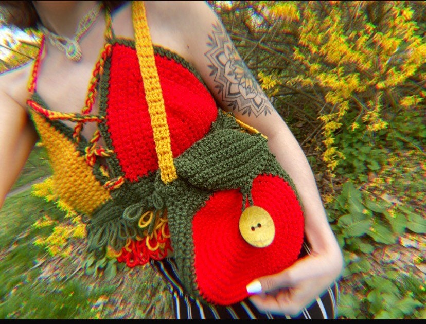 Rasta Queen Crochet Top and Purse Set Rave Fashion Festival Fashion