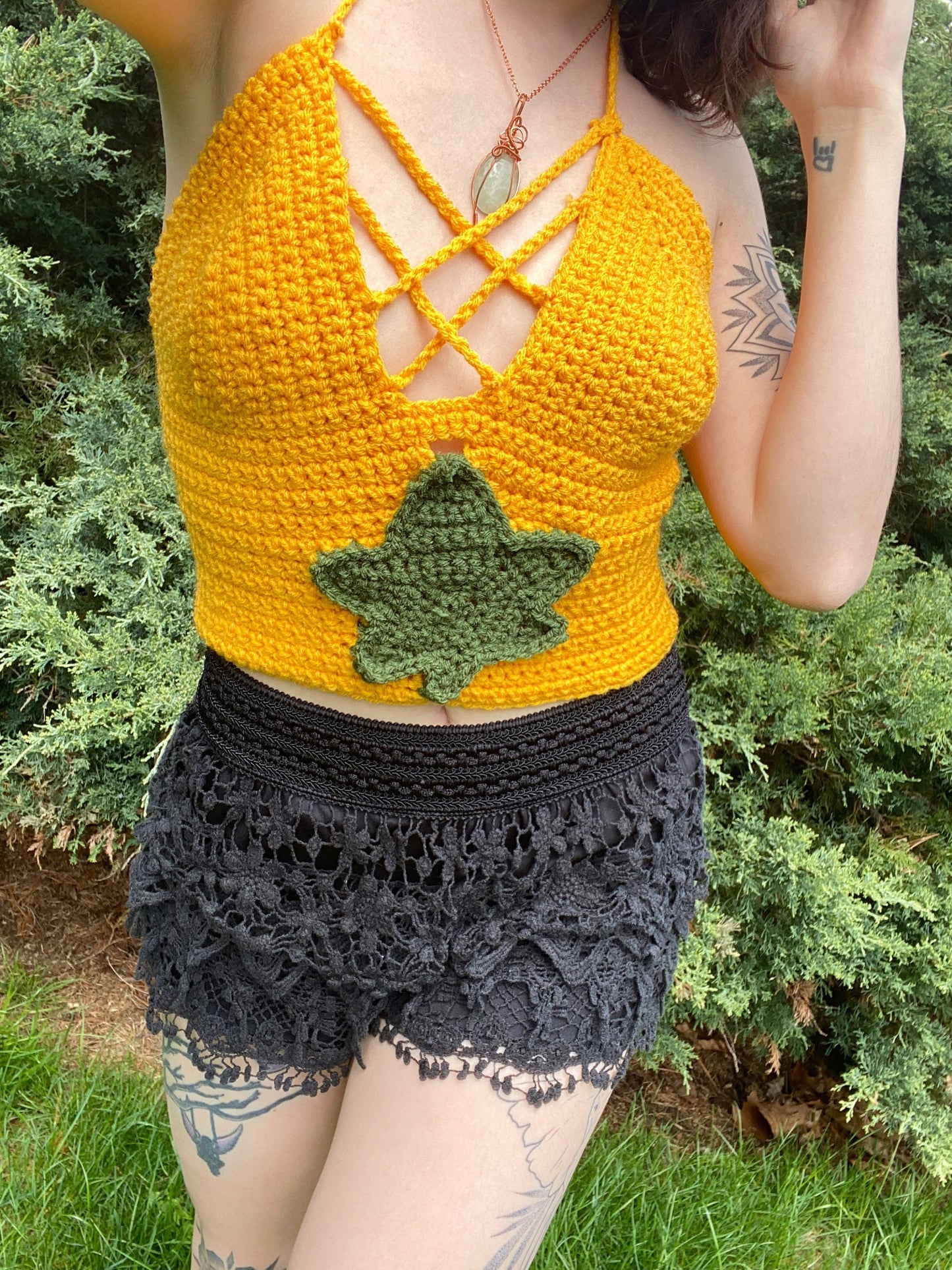 Pineapple Express Pot Leaf Crochet Top