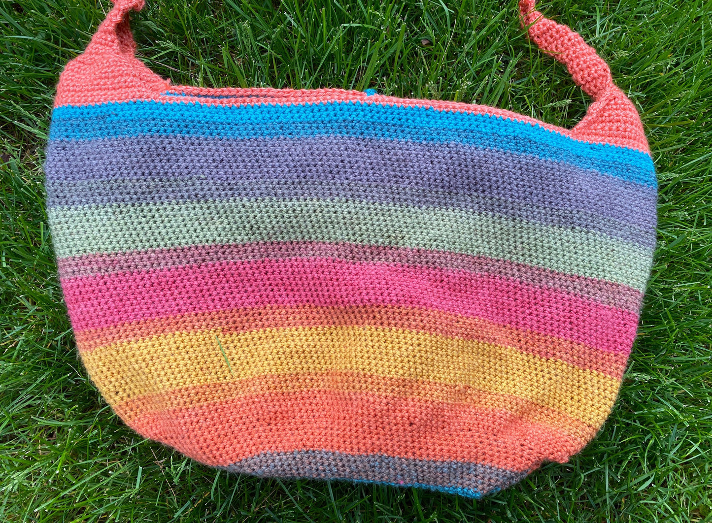 Large Striped Crochet Tote