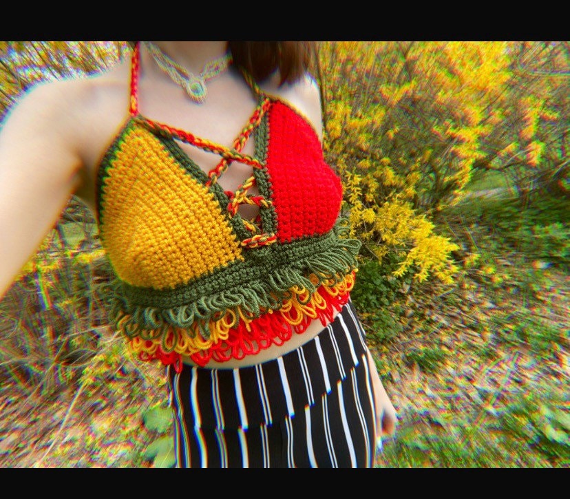 Rasta 4/20 Babe Crochet Top