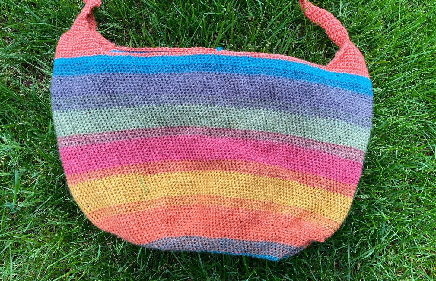 Large Striped Crochet Tote