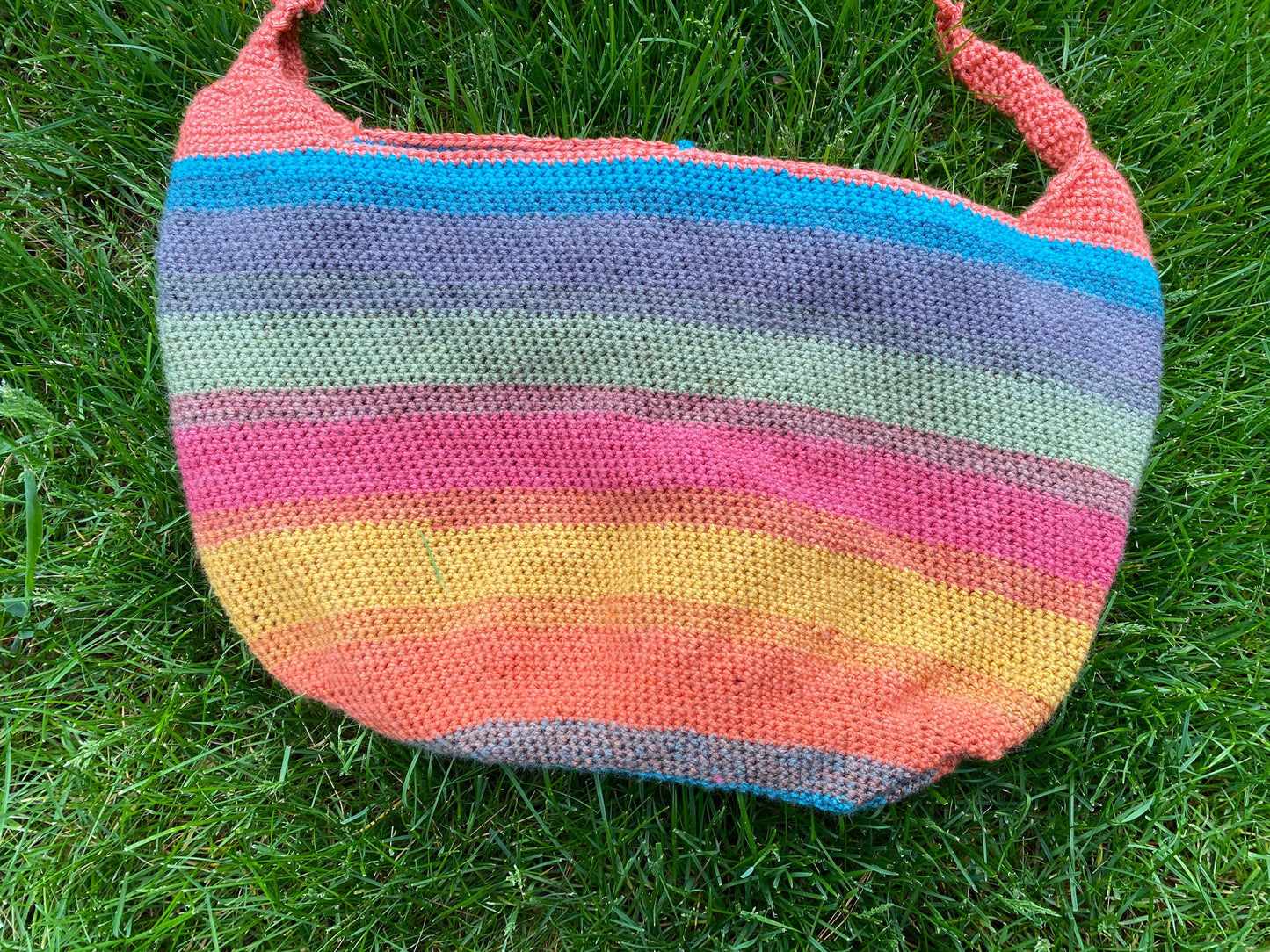 Large Striped Crochet Tote