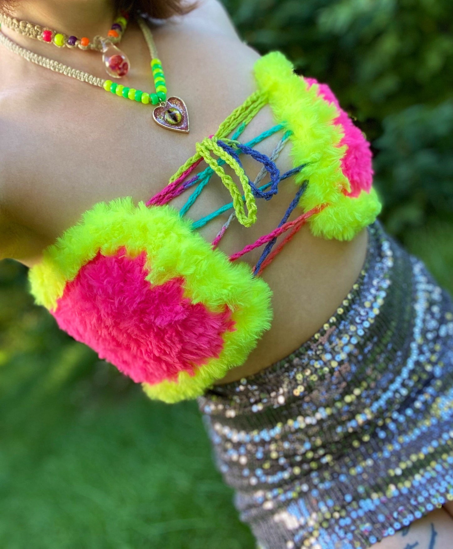 Furry Pink and Yellow Crochet