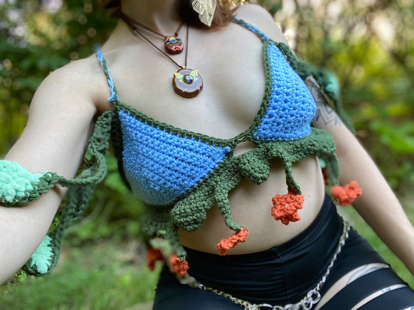 Pixie Fairy Fae Crochet Bralette Electric Forest Fantasy Fashion