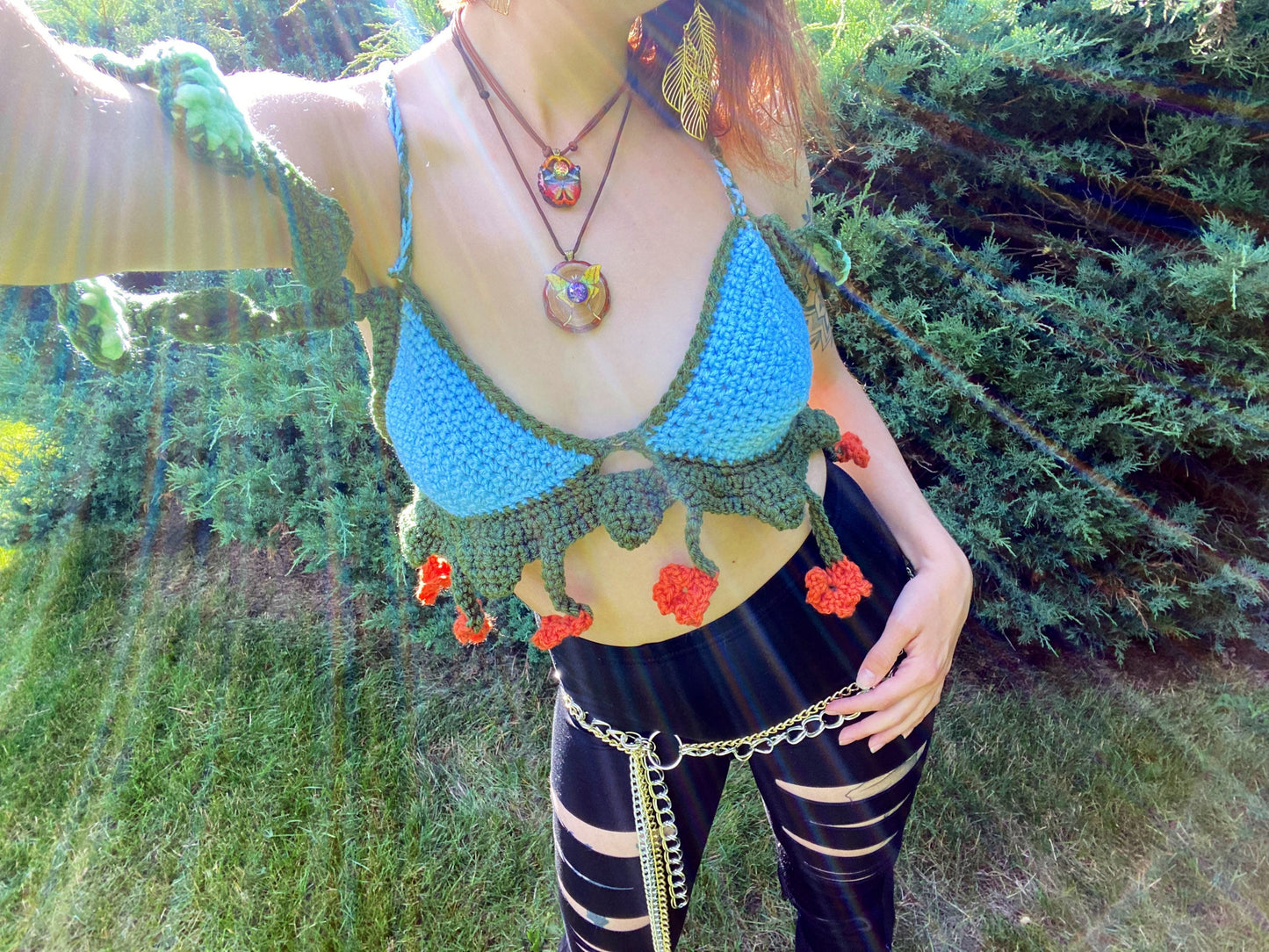 Pixie Fairy Fae Crochet Bralette Electric Forest Fantasy Fashion