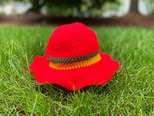 One Love Striped Frilly Sun Hat