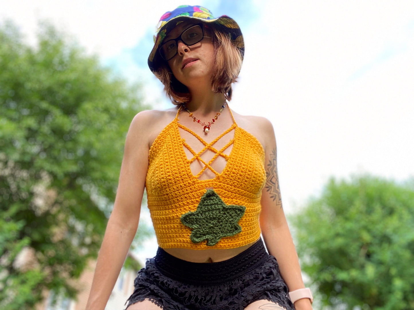 Pineapple Express Pot Leaf Crochet Top