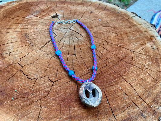 Real Walnut Pendant Beaded Hemp Necklace