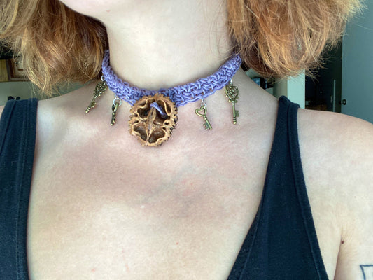 Real Walnut Macrame Choker