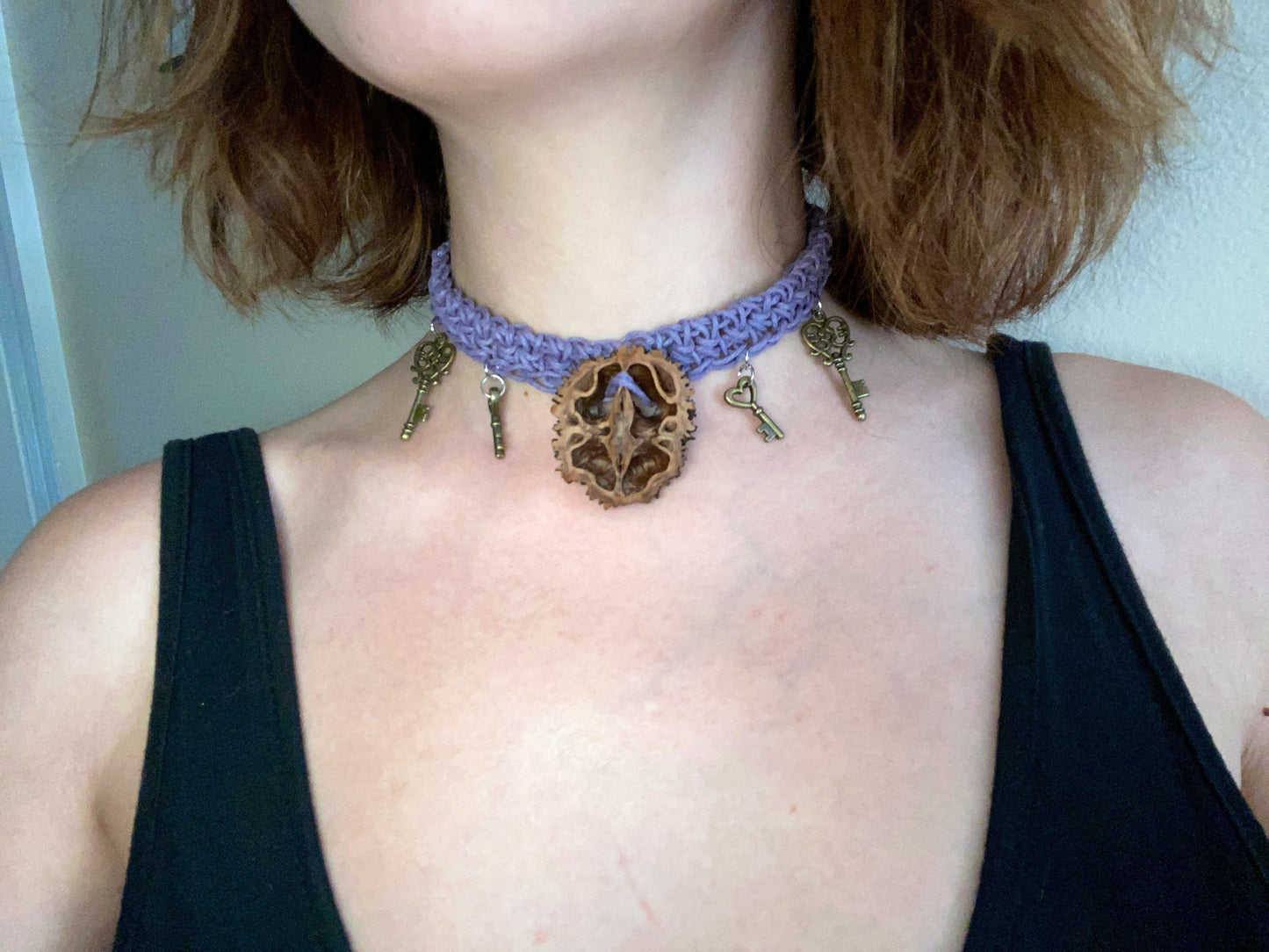 Real Walnut Macrame Choker