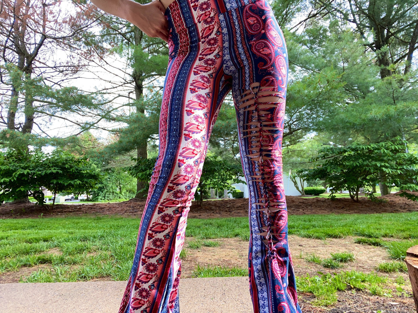 XS-S Front and Back Slit Weave Bellbottoms