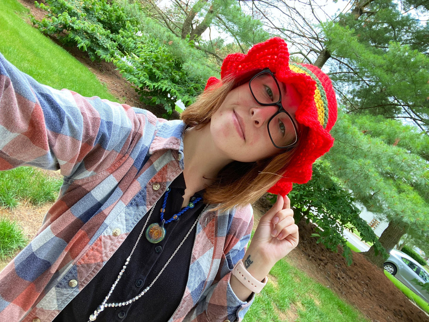 One Love Striped Frilly Sun Hat