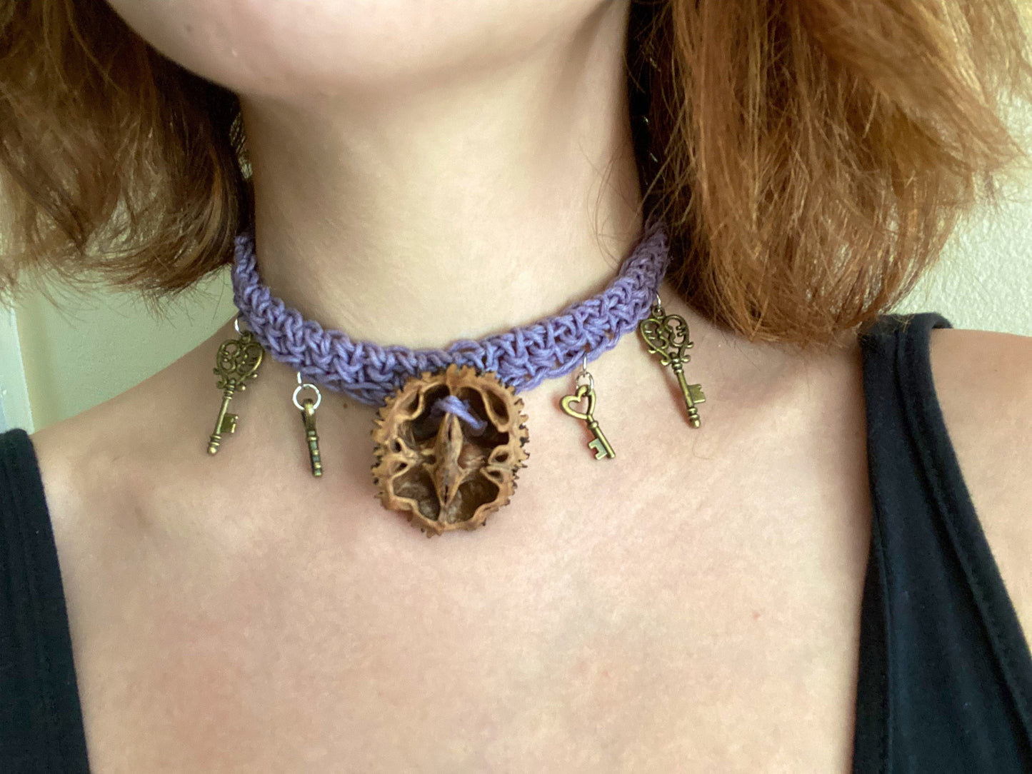 Real Walnut Macrame Choker