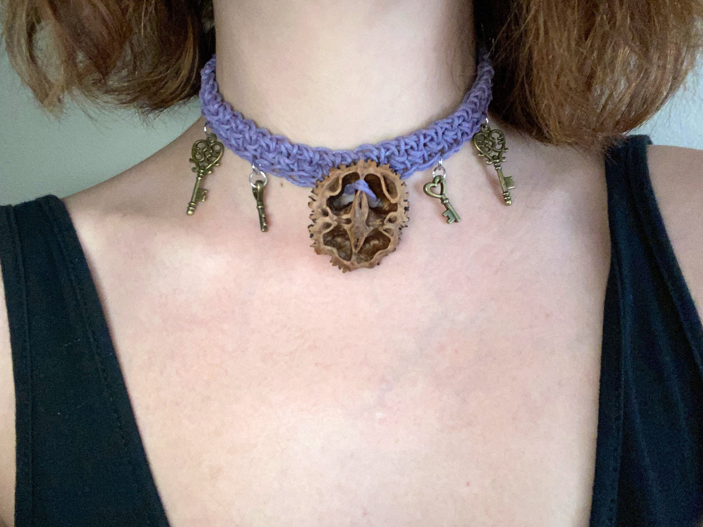 Real Walnut Macrame Choker