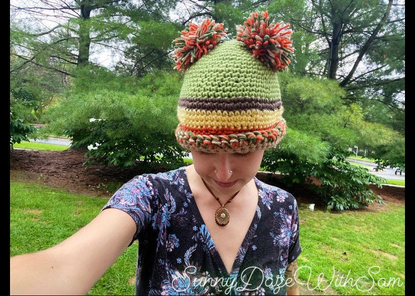 Aikido Caps Fall Fairy Beanie with Handmade Pom Poms