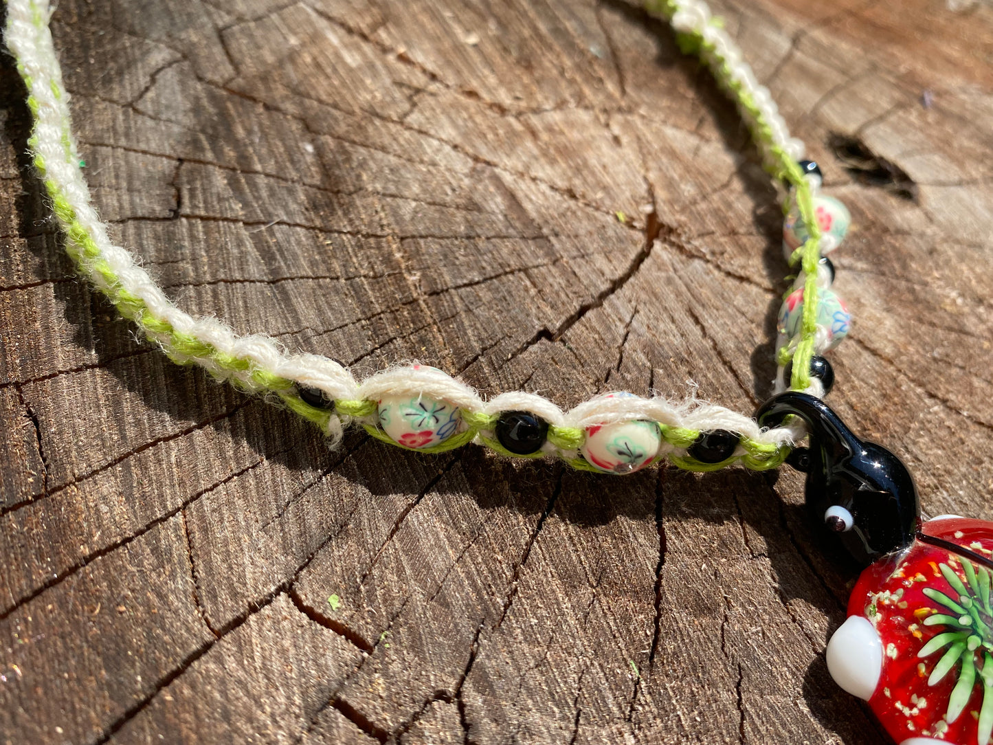 Lady Bug Hemp Necklace