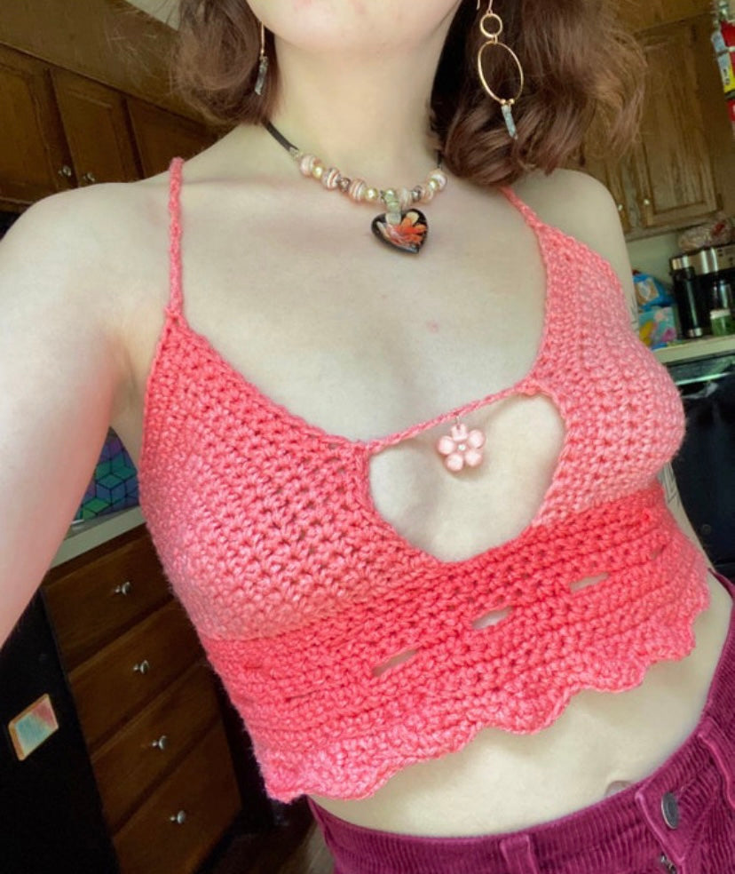 Ombré Flower Queen Crochet Crop Top