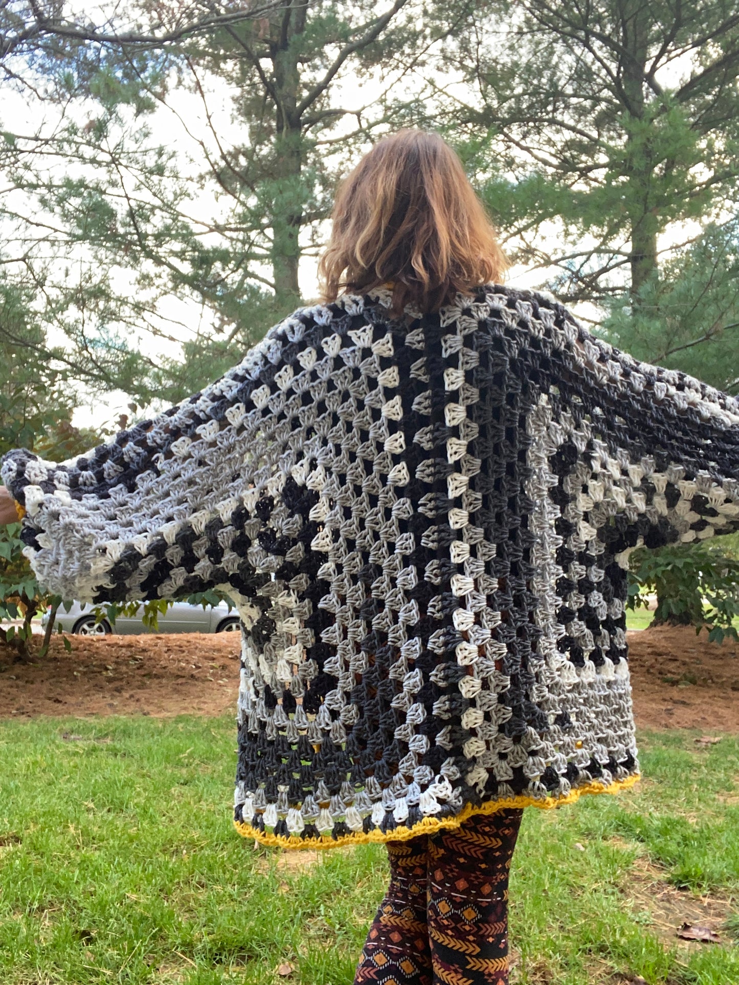 Black and White Checkered Campfire Cardigan