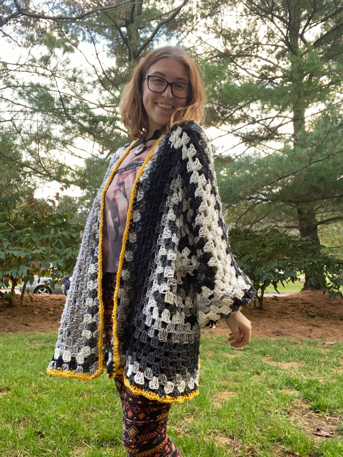 Black and White Checkered Campfire Cardigan