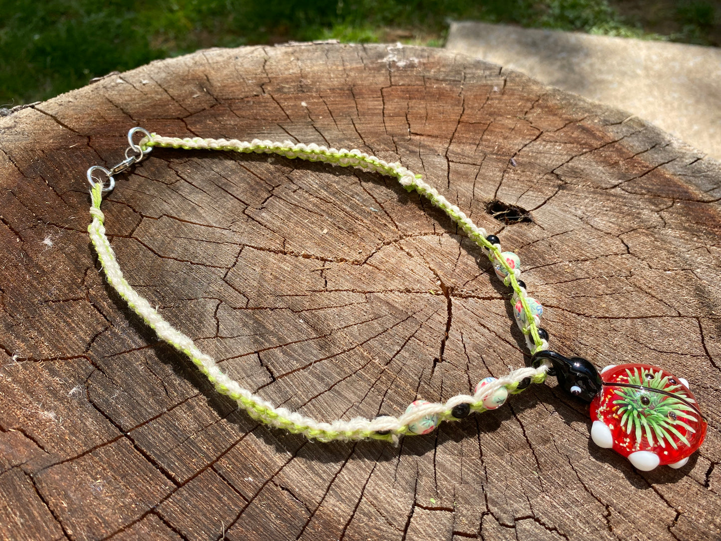 Lady Bug Hemp Necklace