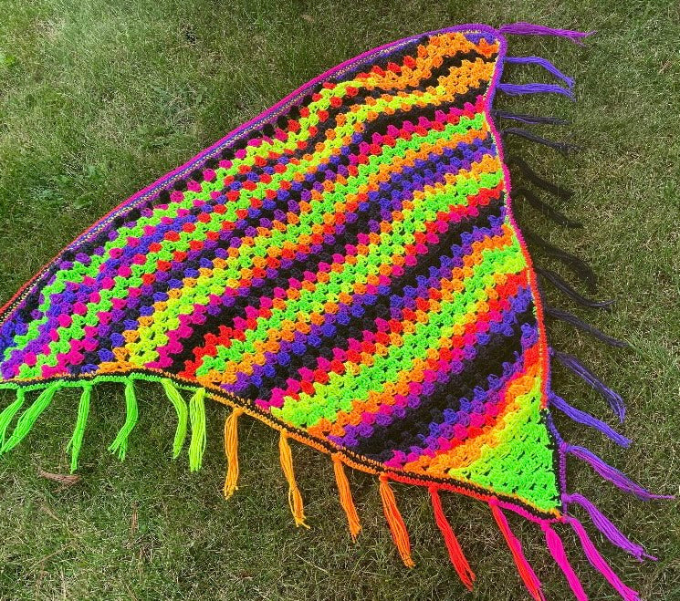 Oversized Striped Poncho Shawl