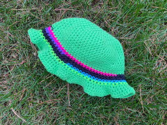 Neon Green Retro Bucket Hat