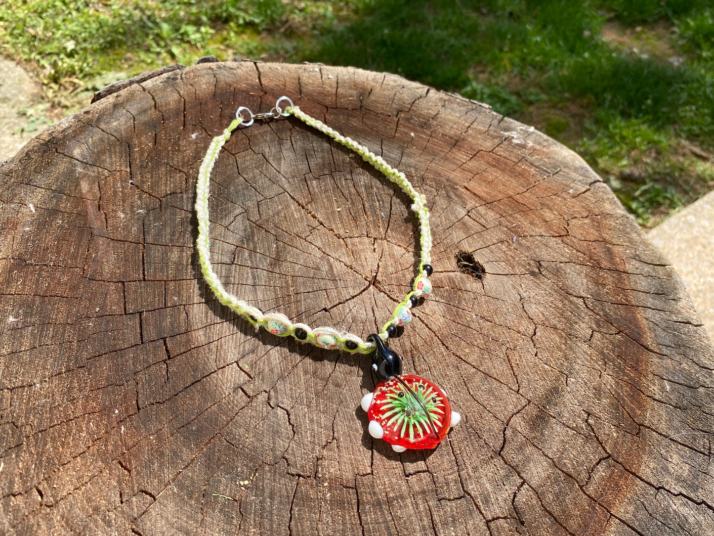 Lady Bug Hemp Necklace