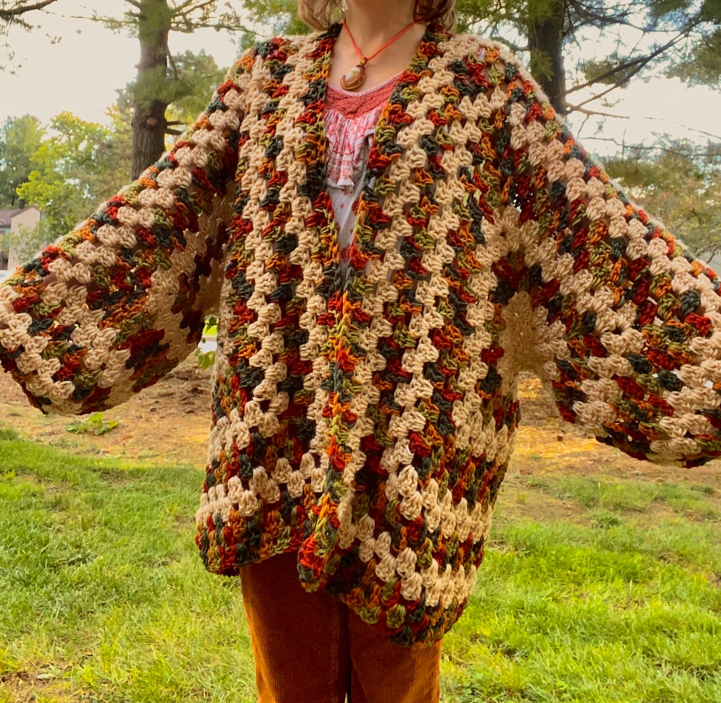 Autumn Oversized Hexagon Cardigan