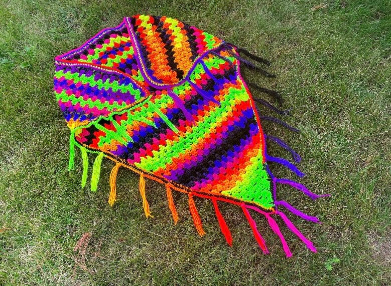 Oversized Striped Poncho Shawl