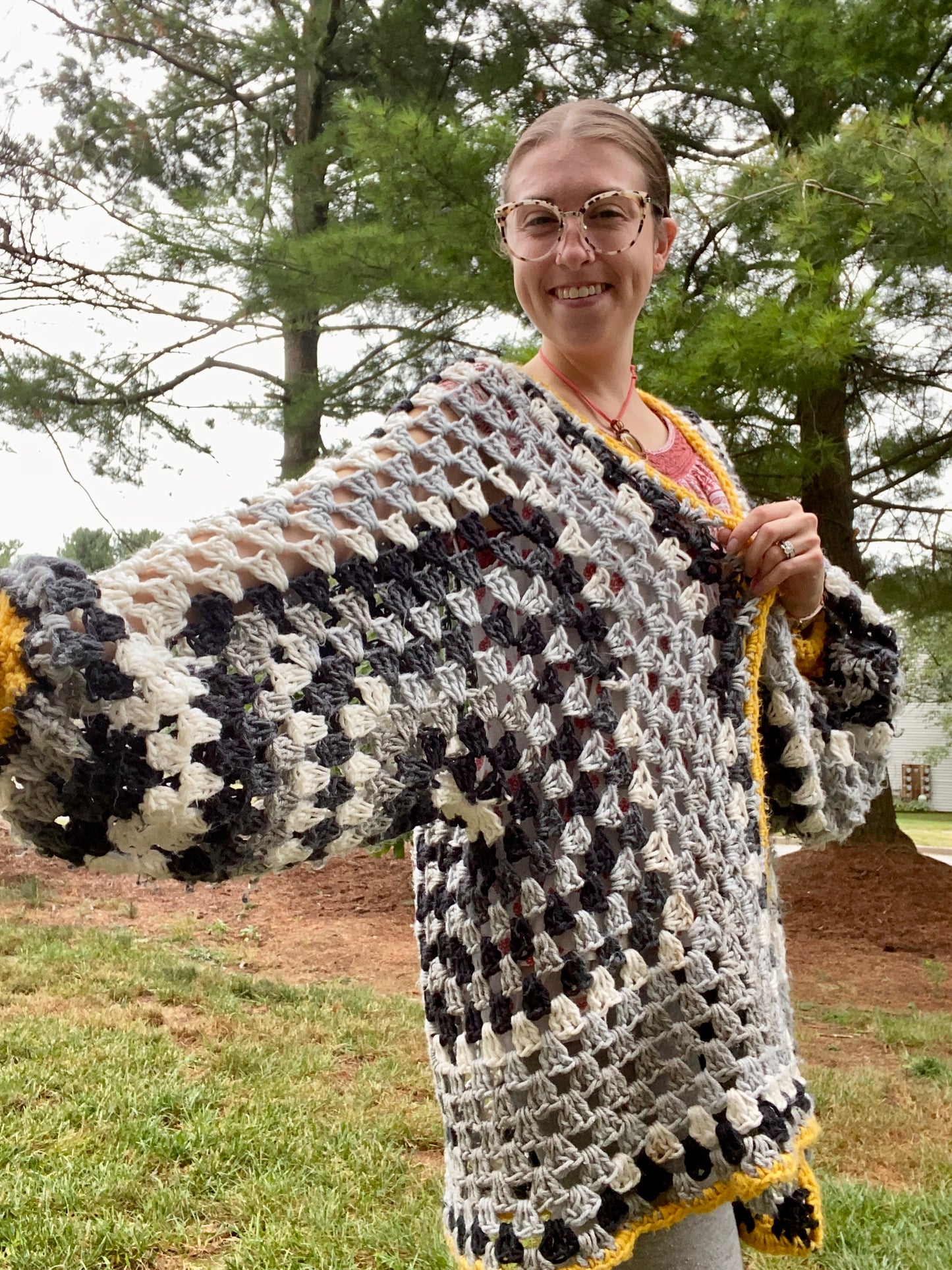 Black and White Checkered Campfire Cardigan