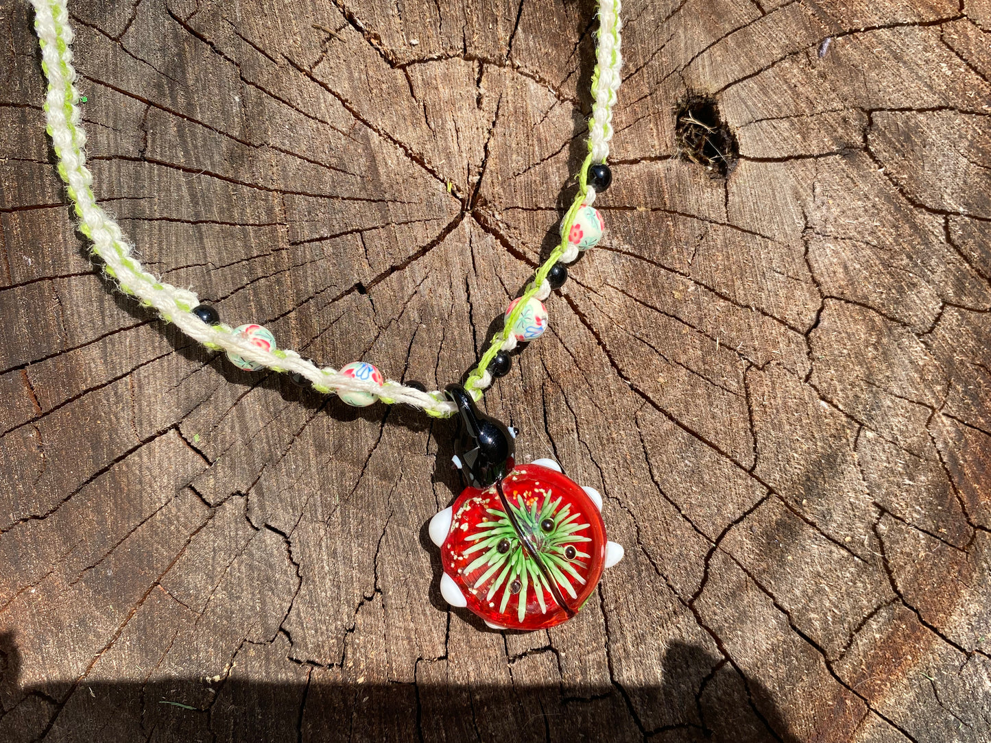 Lady Bug Hemp Necklace