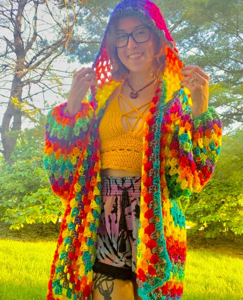 Hooded Jolly Rancher Campfire Cardigan