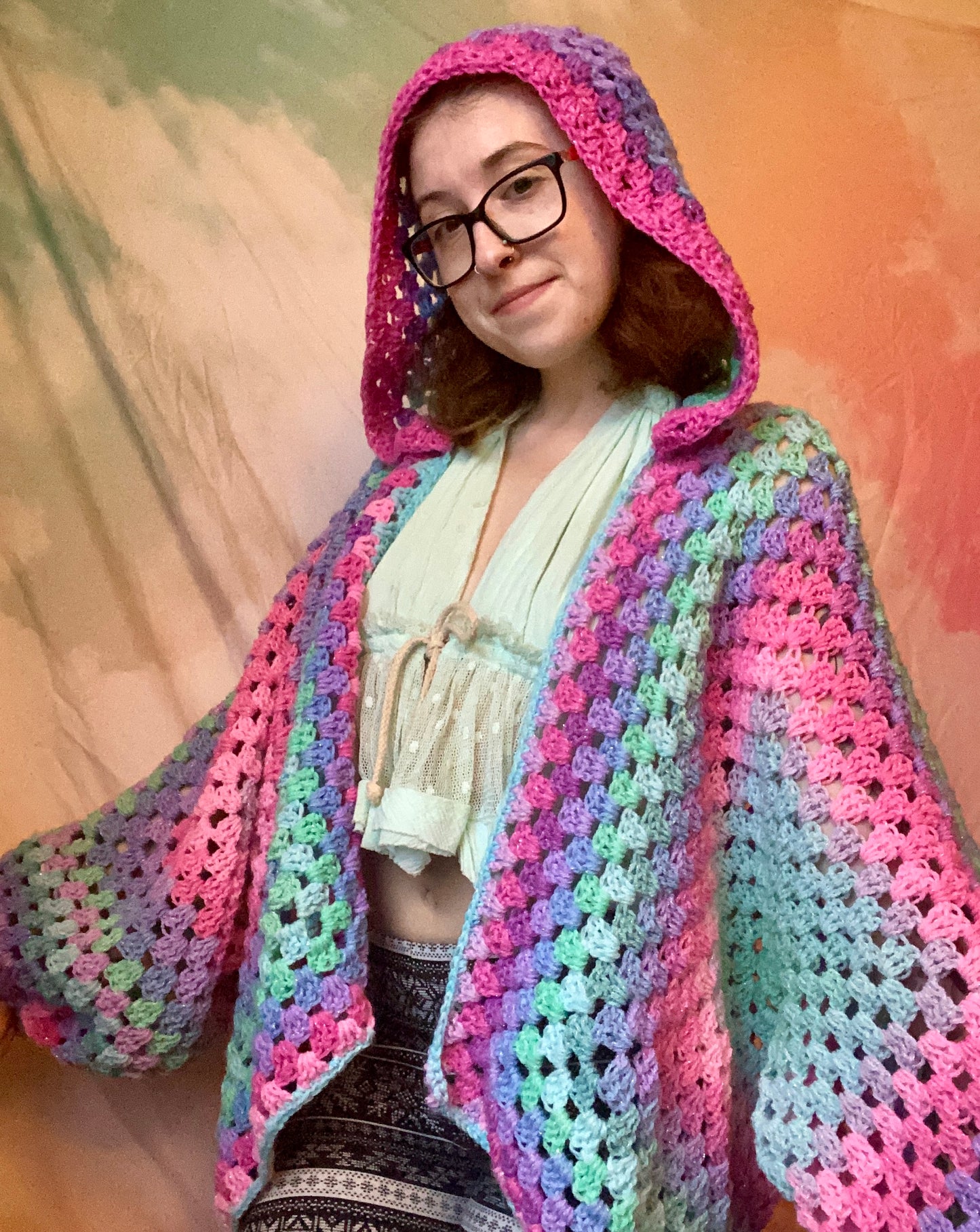 Hooded Mermaid Vibes Hexagon Cardigan