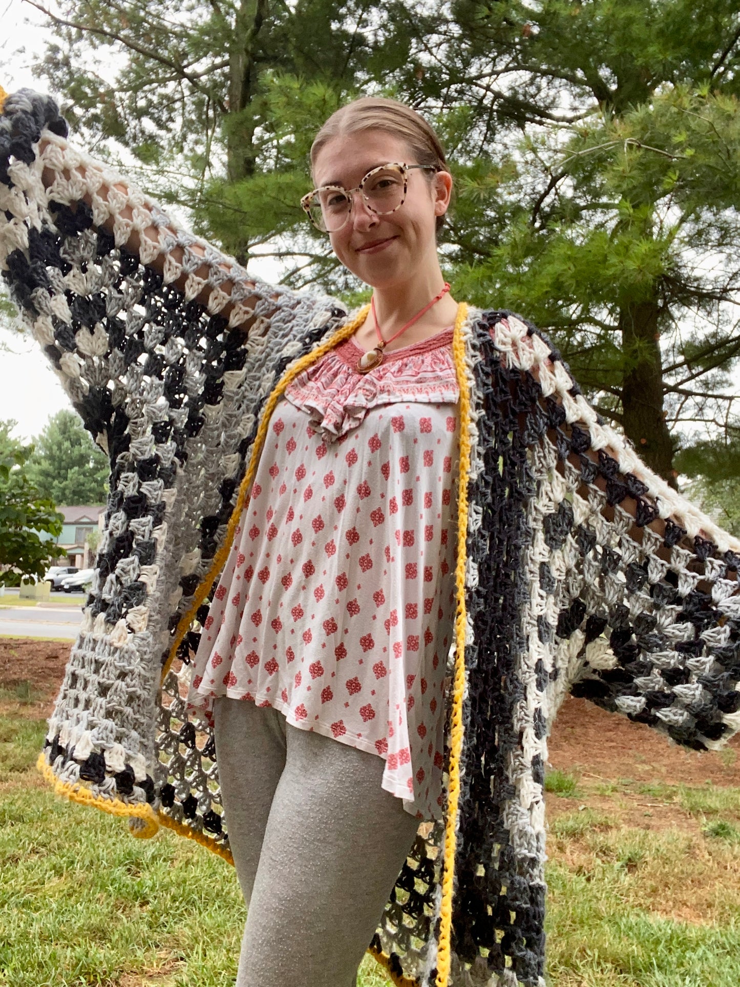 Black and White Checkered Campfire Cardigan