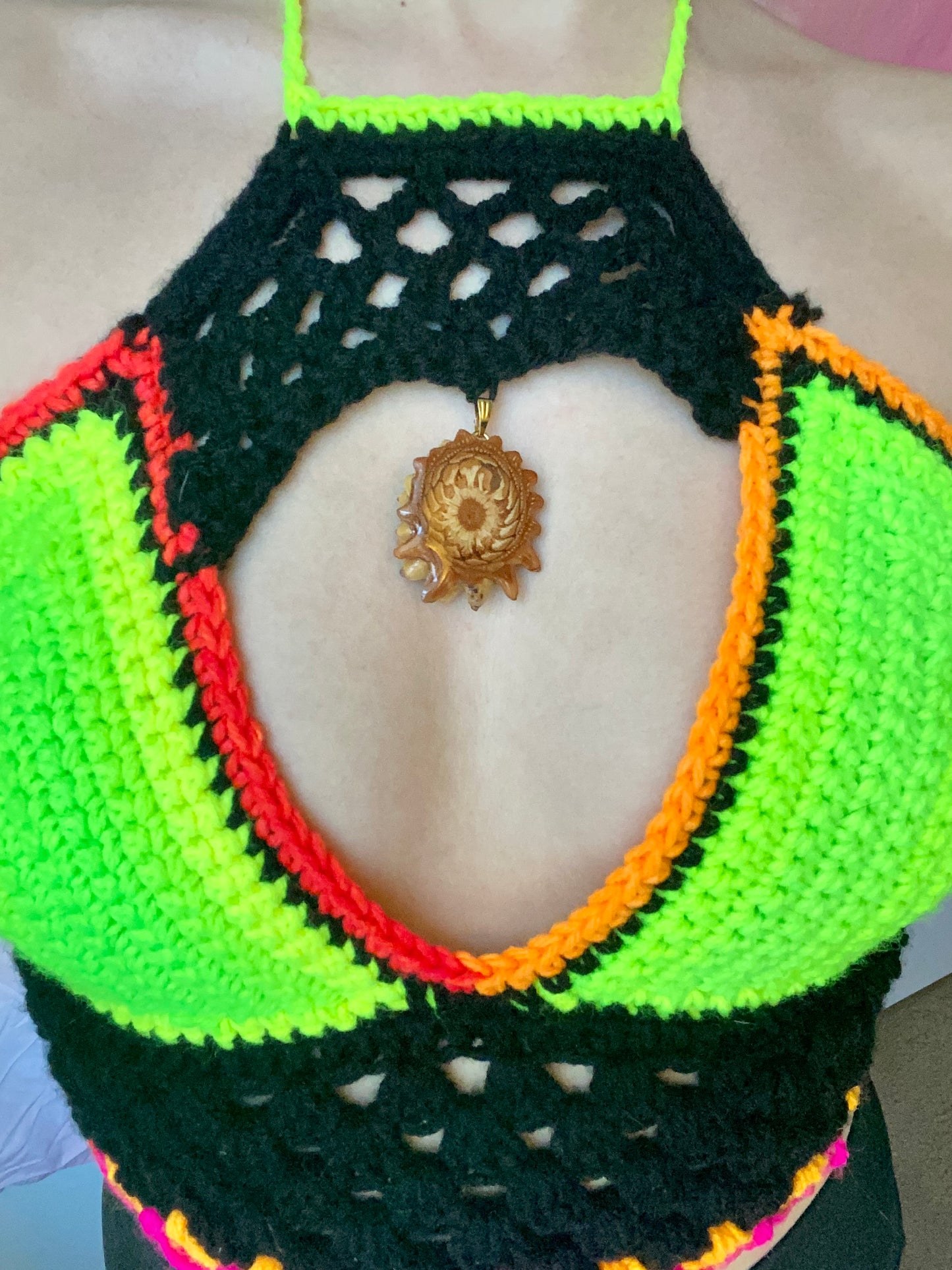 BLACKLIGHT Barbie Pinecone Pendant Crochet Top XS-M