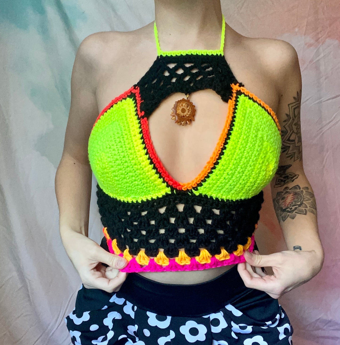 BLACKLIGHT Barbie Pinecone Pendant Crochet Top XS-M