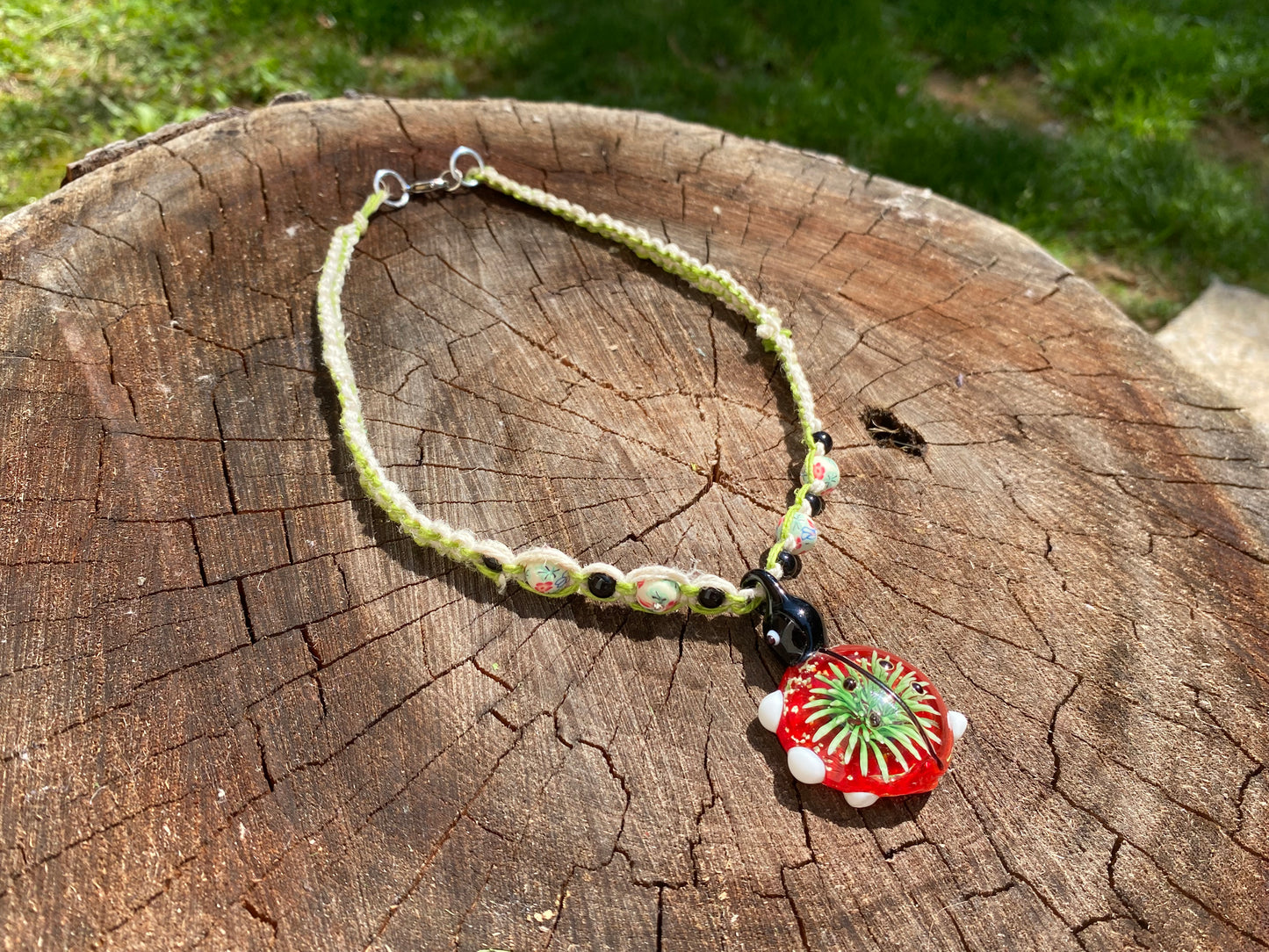 Lady Bug Hemp Necklace