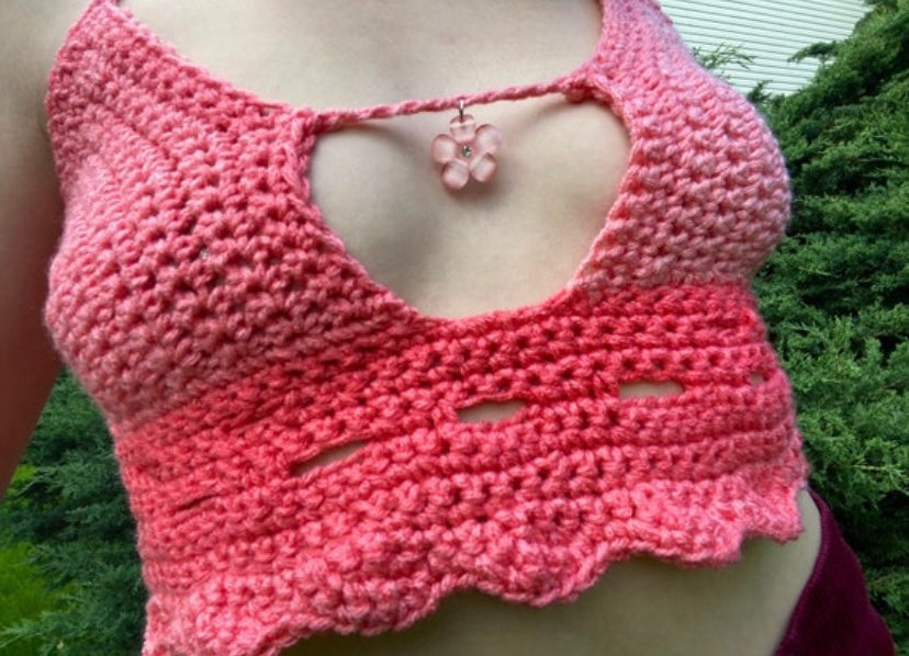 Ombré Flower Queen Crochet Crop Top